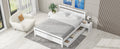 Queen Size Wooden Platform Bed With 2 Storage Drawers And 2 Bedside Tables, White Queen White Pine