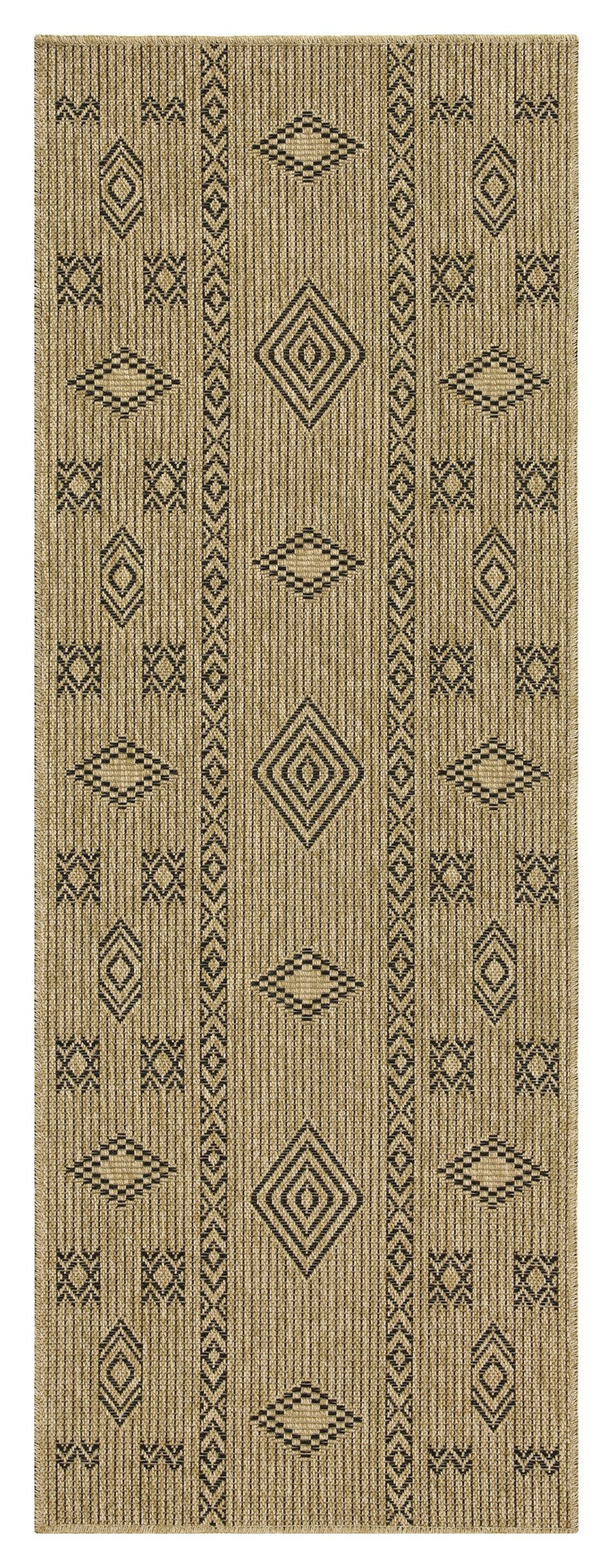 Earth Gc Ntl1001 Jute Black 5 Ft. 3 In. X 7 Ft. 3 In. Indoor Outdoor Area Rug Natural Black Polyester Polypropylene