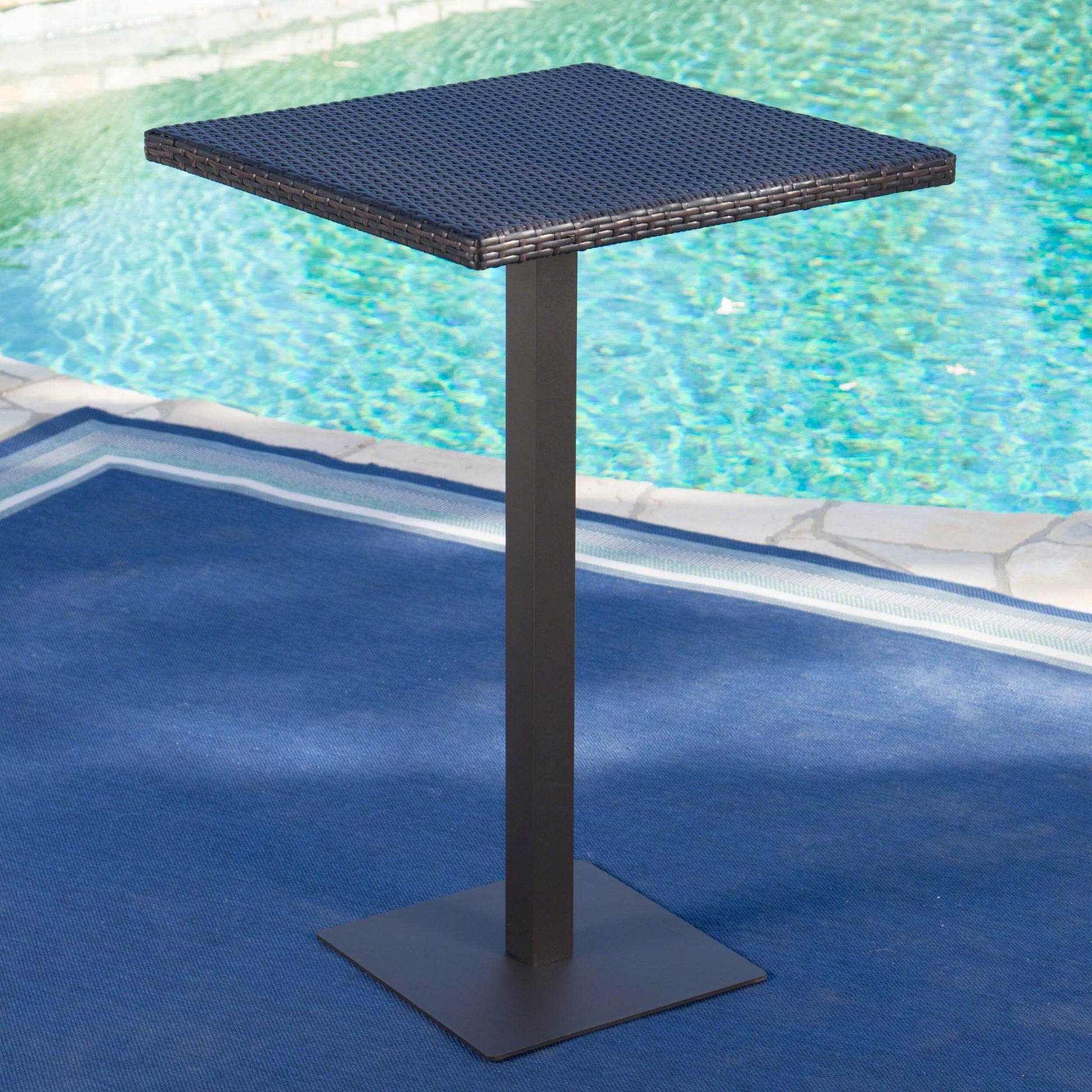 Rattan 26" Square Bar Table Brown Multi Rattan