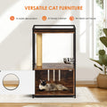 Cat Tree With Feeding Station Cat Condo With Scratching Posts, Small Cat Tree For Indoor Cats With Food Station, Furniture Style Cat House, Indoor Multifunctional Cat Furniture,White Vintage White