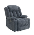 Omarion Power Recliner W Lift, Heating & Massage, Blue Velvet Lv02996 Blue Upholstered