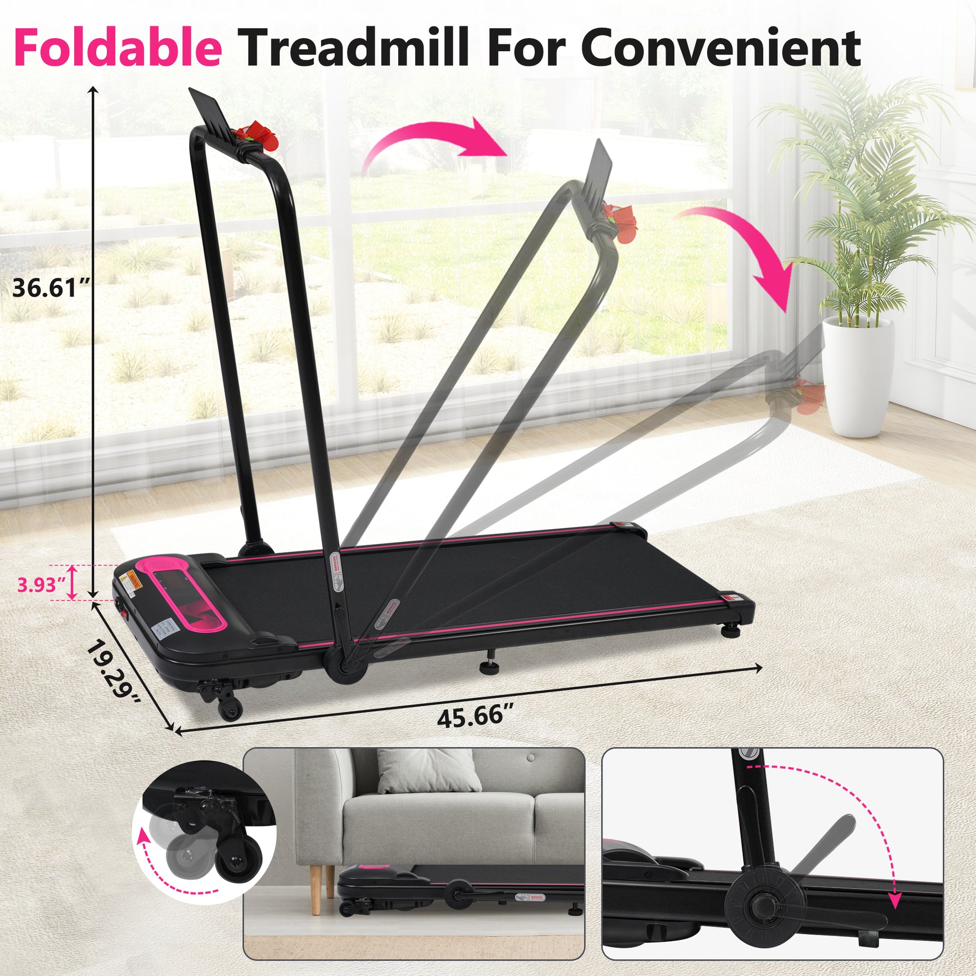 Folding Walking Pad Under Desk Treadmill For Home Office Walking