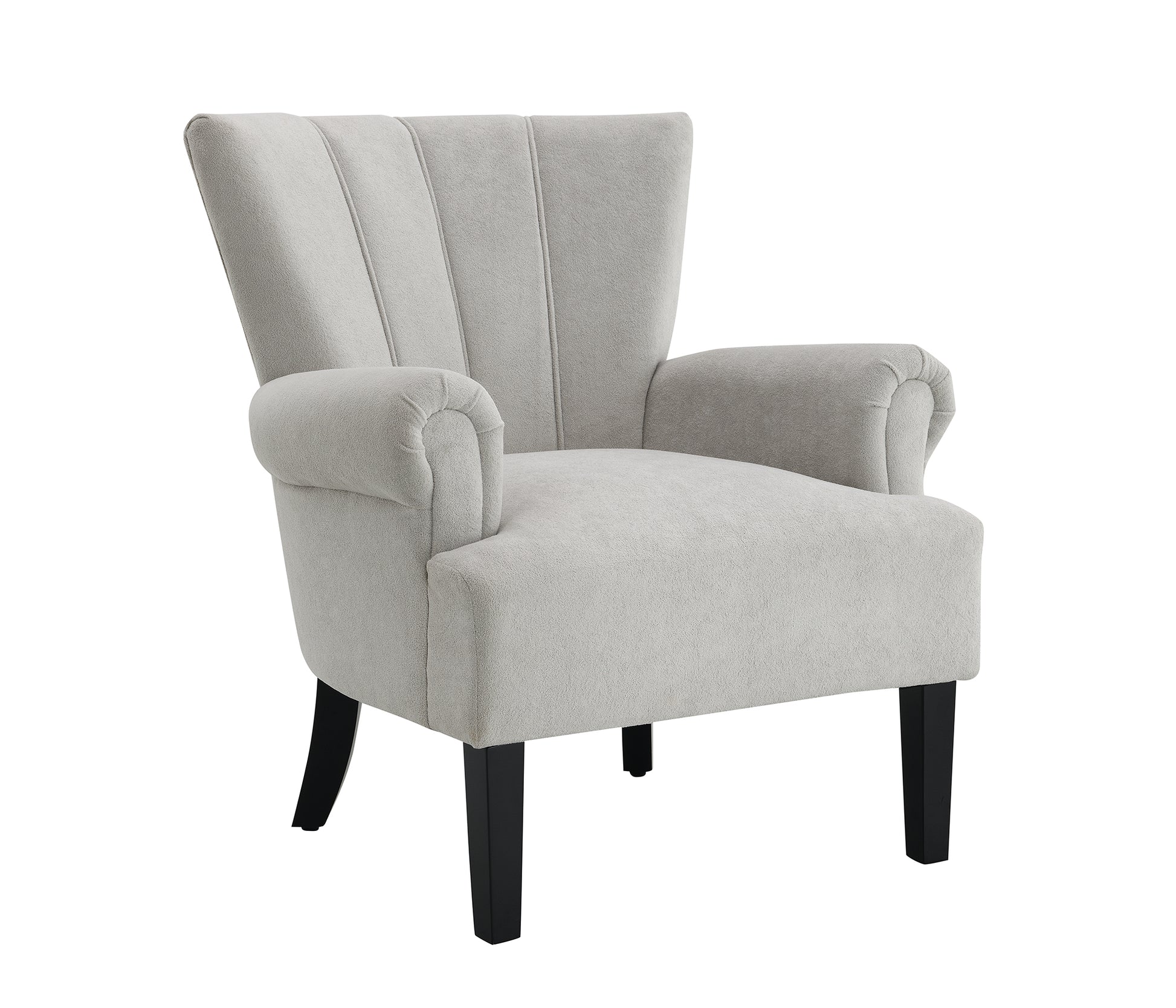 Modern Accent Living Room Chairs,Polyester Armchair Club Chair With Channel Back, Accent Chair For Living Room, Bedroom Reading Room, Soft Fabric, Wooden Leg, Light Grey Grey Primary Living Space Modern Foam Plywood