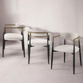 Jaramillo Beige Linen & Black Finish Side Chair Set Of 2 Beige Linen,Metal,Synthetic Wood