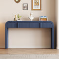 Unique Modern Rounded And Smooth Surface Console Table With 2 Drawers For Living Room And Entryway Navy Blue Navy Blue Primary Living Space Drawers Glossy Mdf