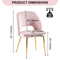 Pink Velvet Dining Chairs With Metal Legs And Hollow Back Upholstered Dining Chairs Set Of 4 Metal Pink Dining Room Foam Dry Clean Modern Dining Chairs Velvet