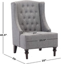 1Pc Modern Living Room Button Tufted Wingback Accent Chair Steel Grey Luxury Look Diamond Button Tufted Pattern Gray Primary Living Space Traditional Foam Wood