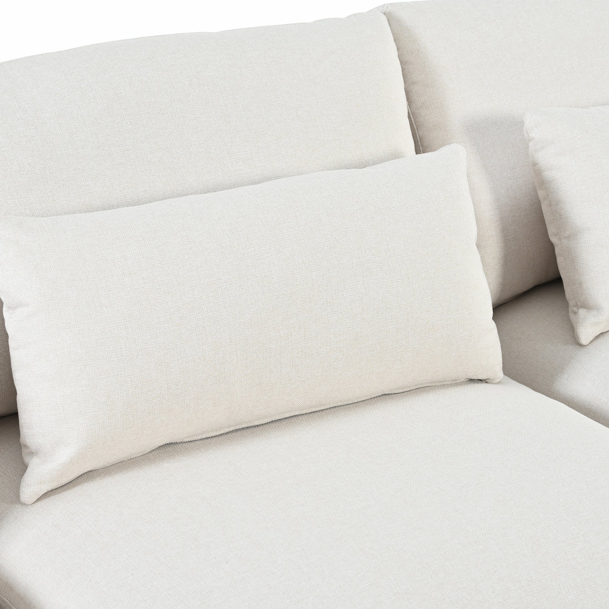 L Shaped Modular Sectional Sofa With Removable Back Cushions,3 Pillows And 2 Storage Spaces,Suitable For Living Rooms,Offices And Apartments Beige Polyester 3 Seat