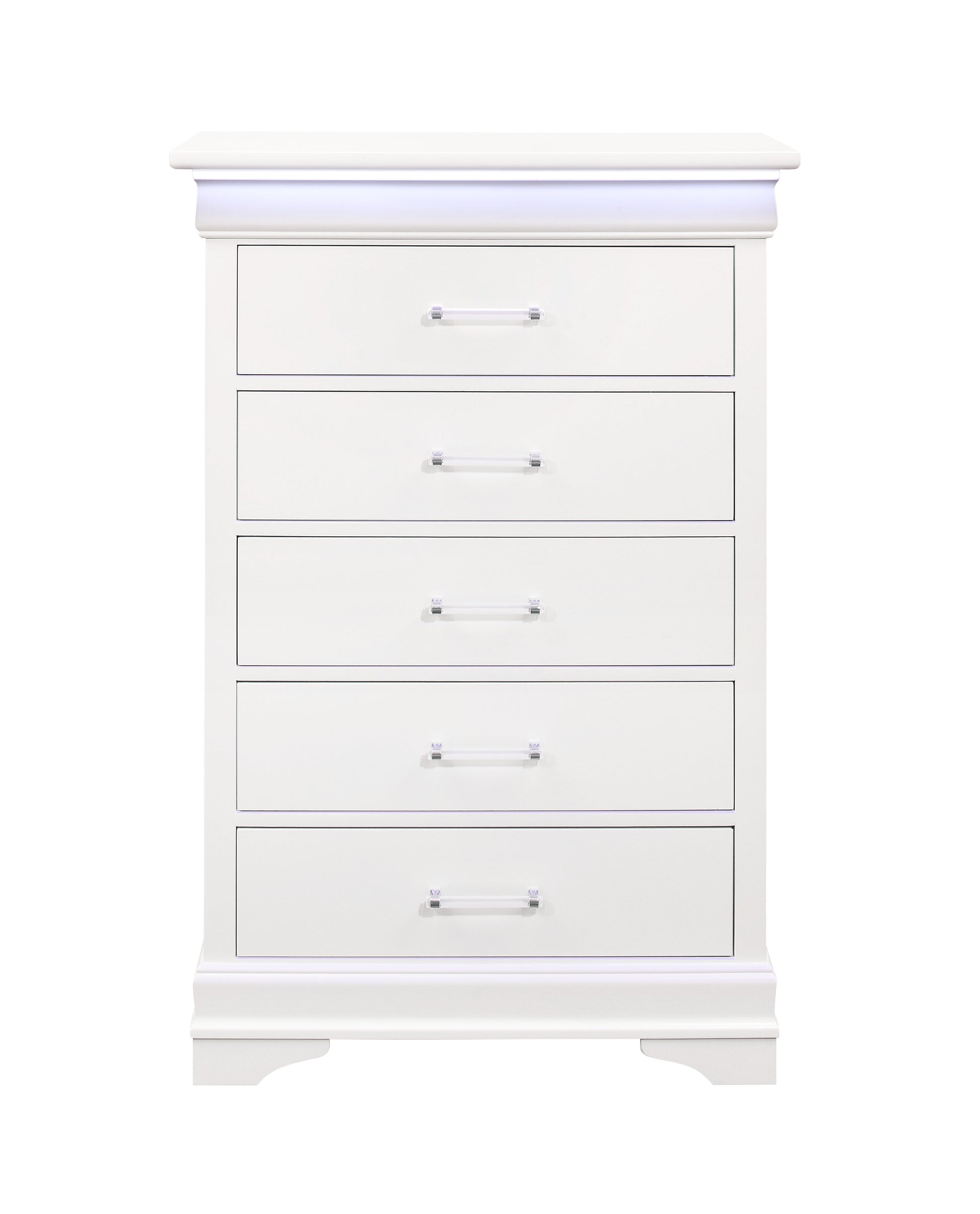 Charlston White Chest With Led White Solid Wood Mdf