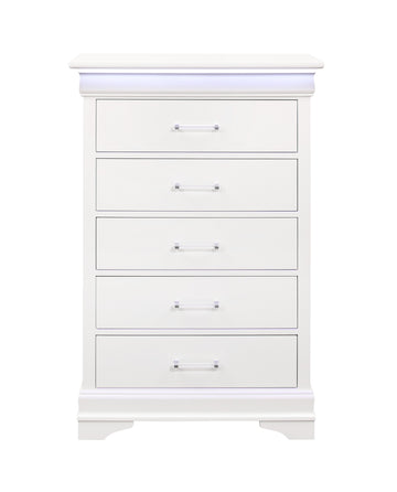 Charlston White Chest With Led White Solid Wood Mdf