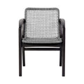 Tye 25 Inch Patio Dining Chair, Dark Eucalyptus Wood, Gray Rope Seating Gray Wood