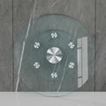Double Layer Rotatable Round Glass.The Rotatable Design Makes It More Convenient To Retrieve And Place Items.The Upper Glass Has A Diameter Of 24 Inches, While The Lower Glass15 Inches. Transparent Glass