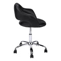 Office Chair, Adjustable Height, Swivel, Ergonomic, Armrests, Computer Desk, Work, Black Leather Look, Chrome Metal, Contemporary, Modern Black Foam Faux Leather