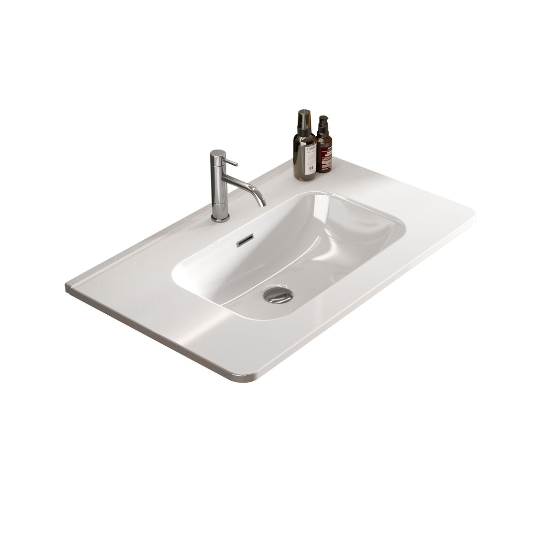 Bb04 30 301, Integrated White Ceramic Basin, Drain Not Included Gloss White Ceramic