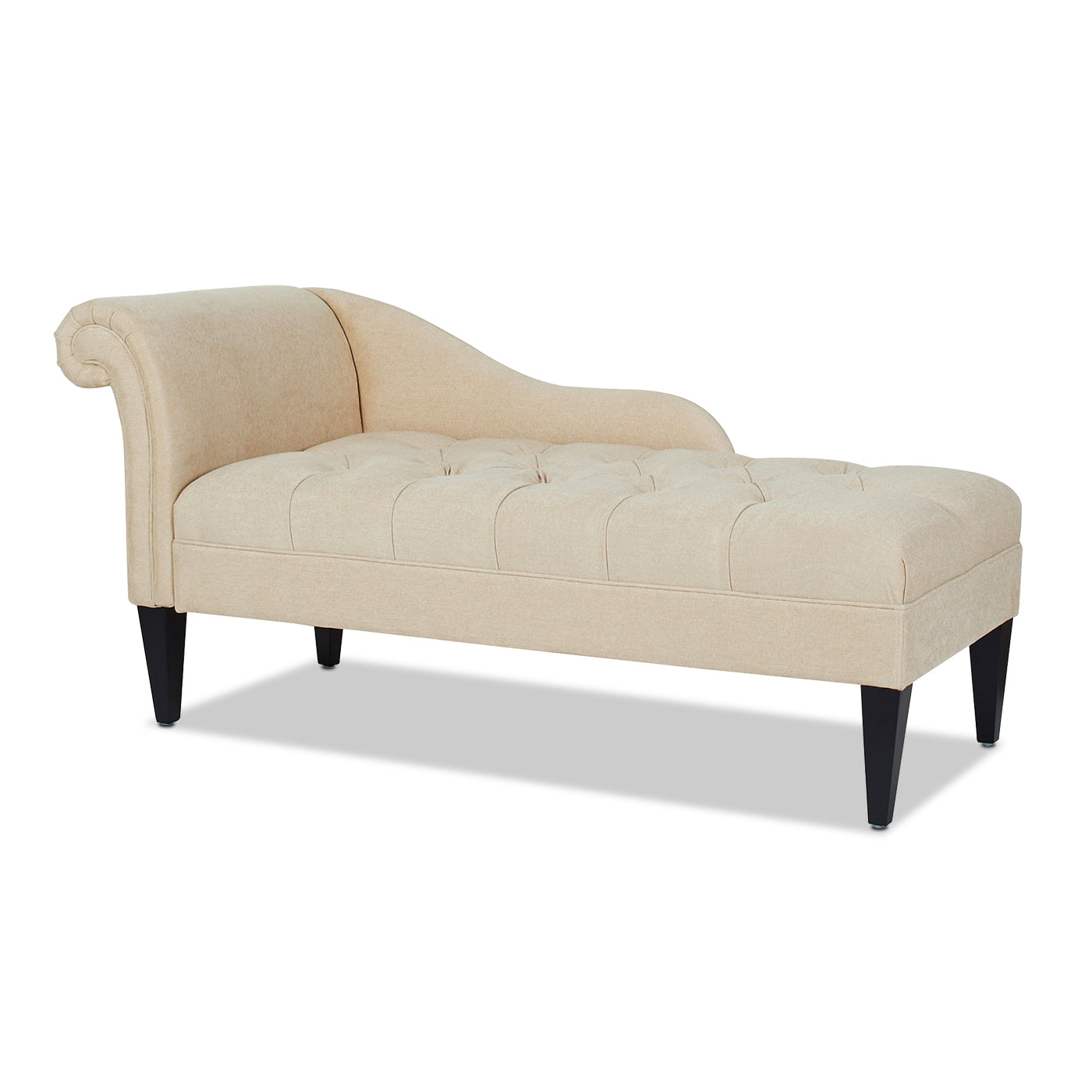 Harrison Tufted Roll Arm Chaise Lounge, Beige Chenille Beige Foam Chenille
