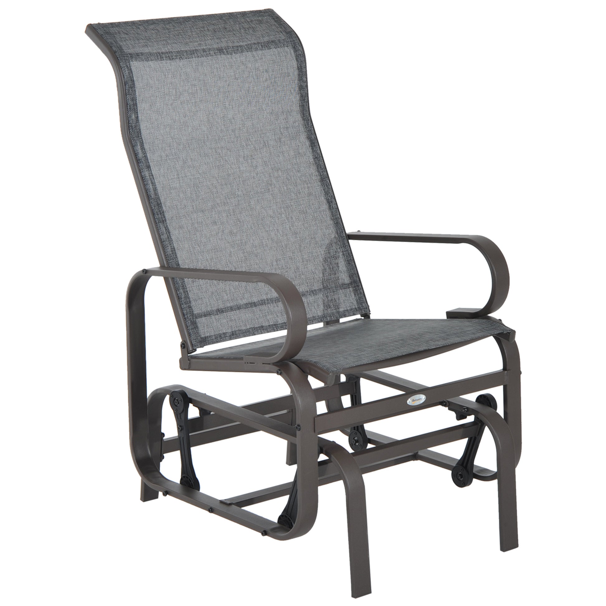 Outsunny Outdoor Glider Chair, Gliders For Outside Patio With Smooth Rocking Mechanism And Lightweight Construction For Backyard, Gray Brown Steel