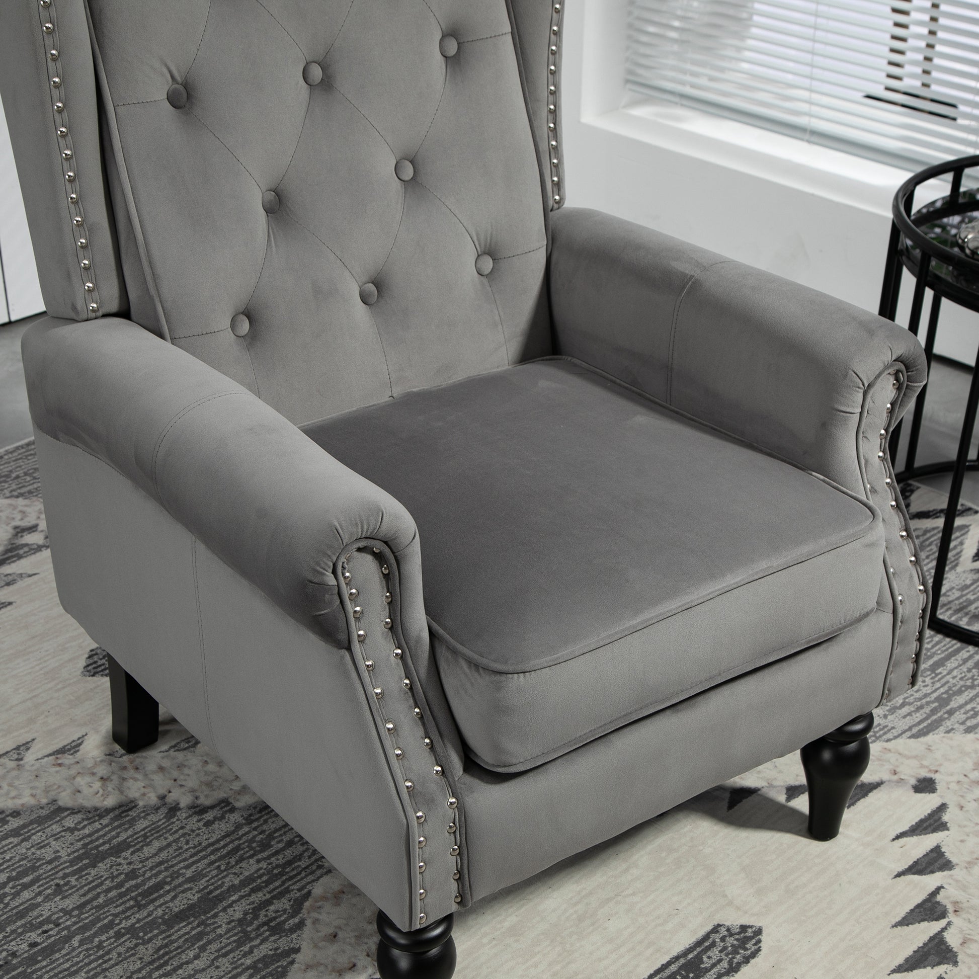 Coolmore Wood Frame Armchair, Modern Accent Chair Lounge Chair With Sturdy Wood Legs For Living Room Bedroom Dark Gray Dark Gray Foam Velvet