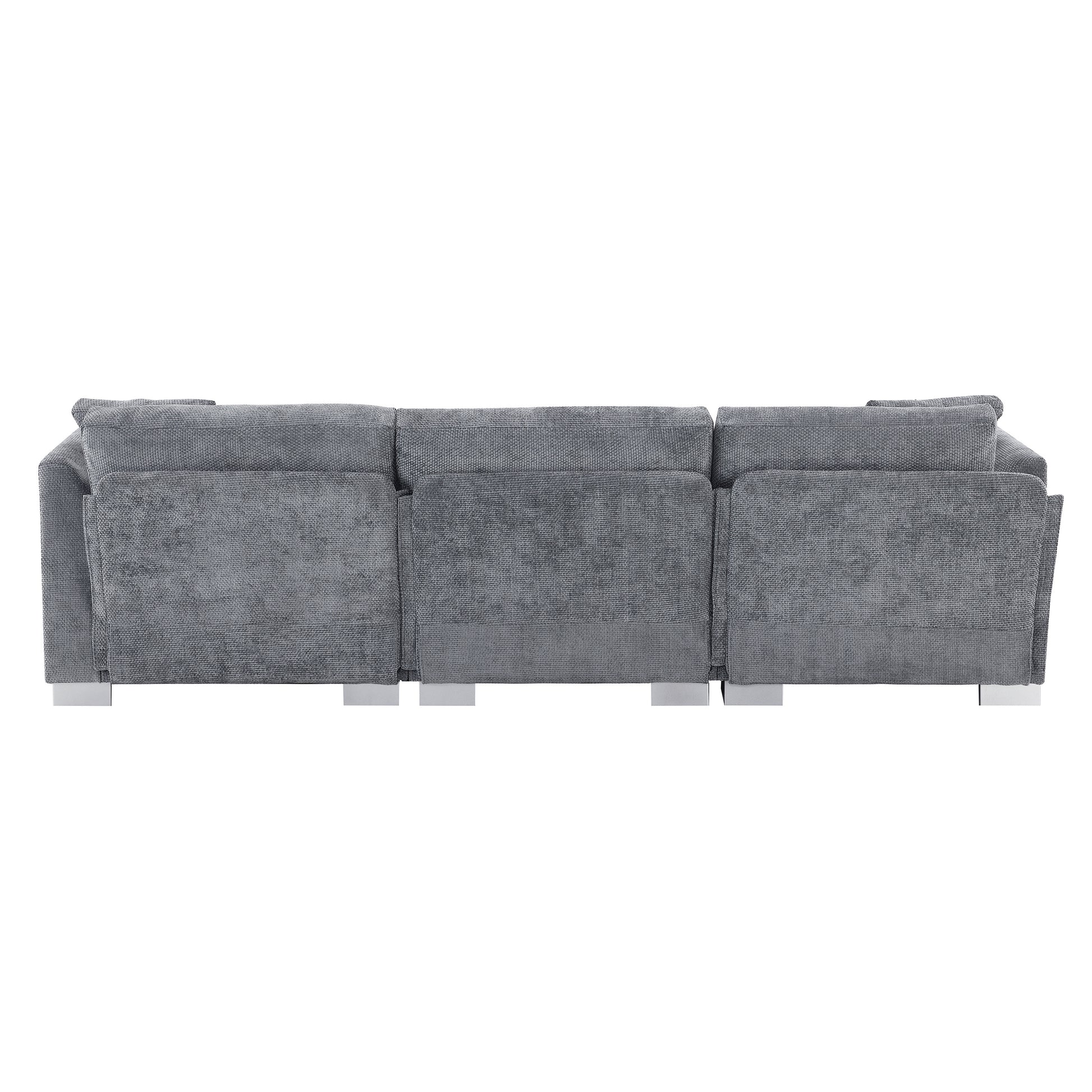 96*56" Modern Cloud Sectional Sofa,L Shaped Luxury Couch Set With 2 Free Pillows,4 Seat Chenille Indoor Furniture With Oversized Chaise For Living Room,Apartment,Office,3 Colors Gray Chenille 4 Seat