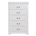 Classic Traditional 1Pc Wooden Chest Of 5 Drawers White Finish Bedroom Furniture White Wood