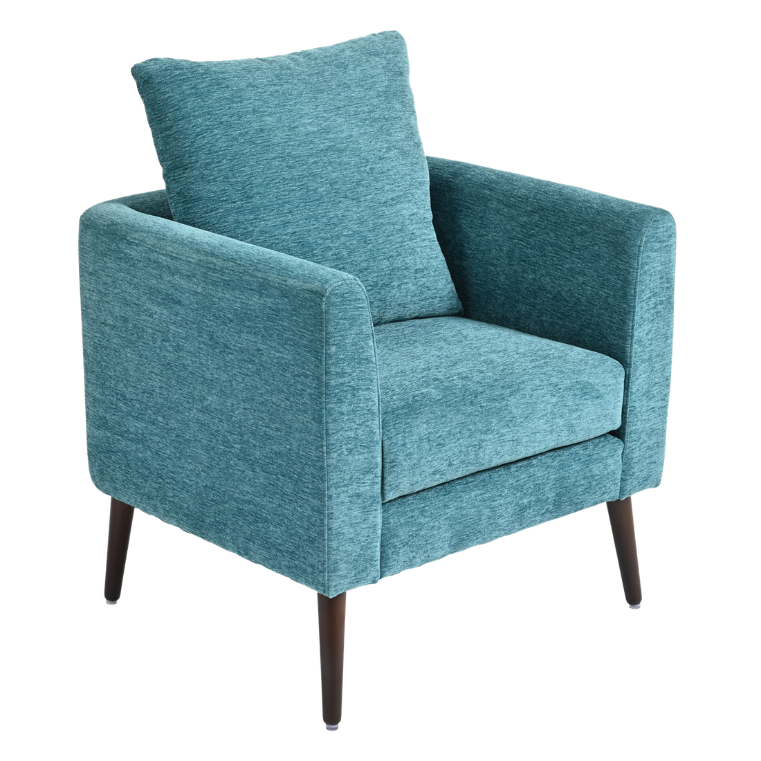Teal Accent Chair, Boucle Chair,Barre Chair,Fabric Armchair Club Chair,Upholstered Arm Chair With Solid Wood Legs,Waist Pillow,Padded Single Chair For Living Room Bedroom Study Waiting Room Teal Teal Light Brown Primary Living Space Modern Rubberwood