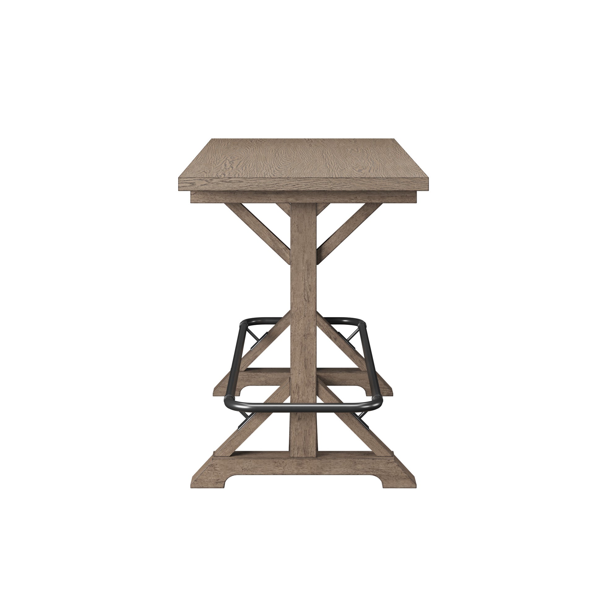 Benti Brown Bar Height Trestle Table Brown Solid Wood