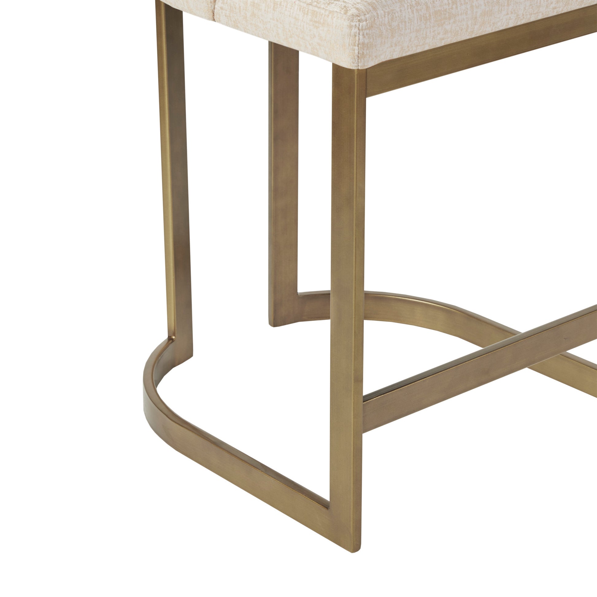 26"H Upholstered Counter Stool With Metal Base Cream Plywood