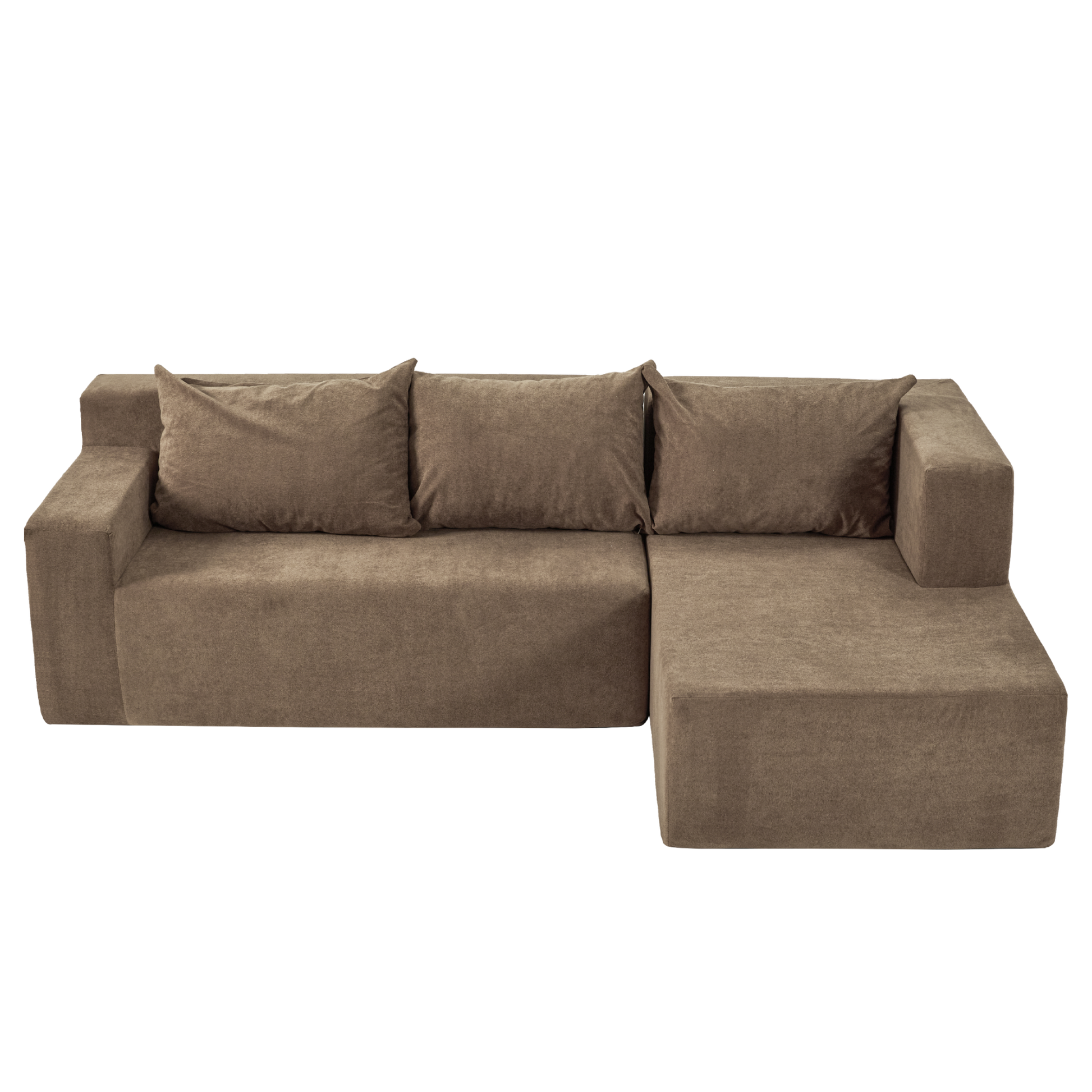 L Shape Sectional Sofa, Modular Sectional Living Room Sofa Set, Minimalist Style Couch, Upholstered Snow Velvet Sleeper Sofa With Pillows For Living Room, Salon, 2 Pc Free Combination Khaki Polyester Primary Living Space Medium Firm Cushion Back L Shaped