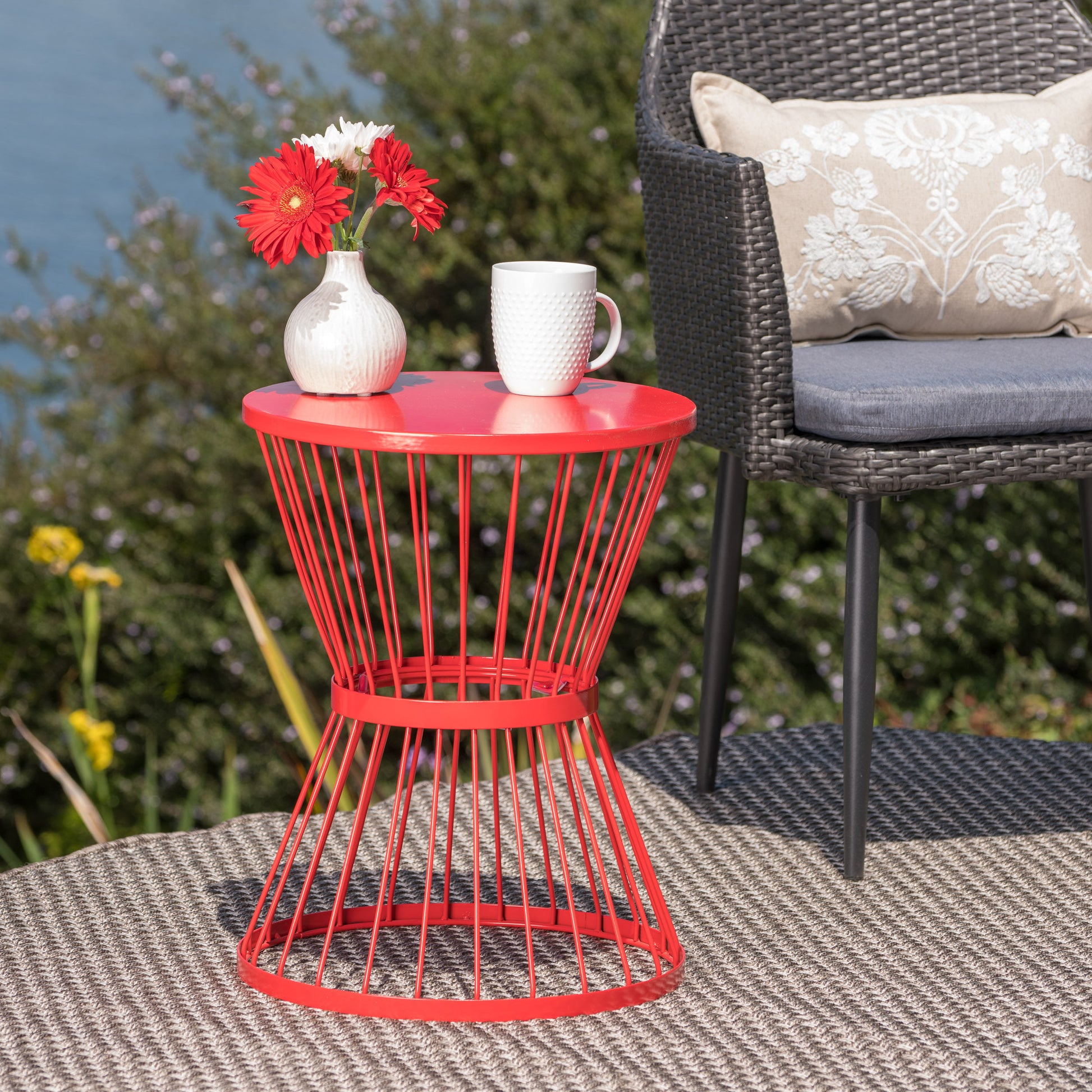 Lassen 16" Side Table Red Iron