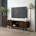 Alexa Mid Century Modern Style Tv Stand Dark Brown,Wood Brown Primary Living Space 70 79 Inches Solid Wood