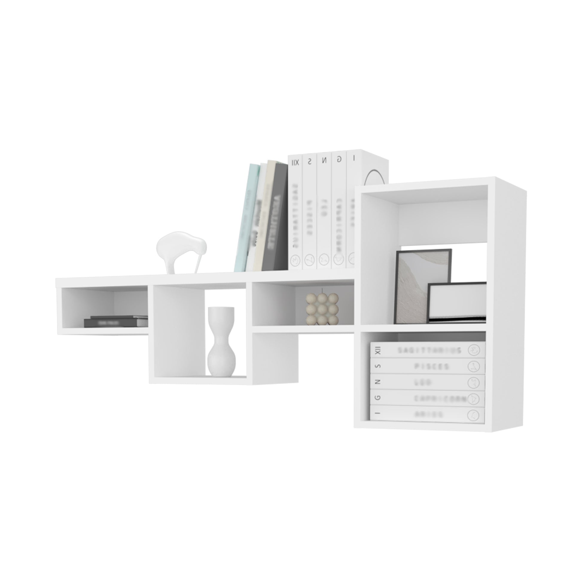 Globe Wall Mounted Shelf Unit With 5 Shelves, White Wall Mounted 3 4 Shelves White White Primary Living Space Open Storage Space Modern Pine Particle Board Melamine