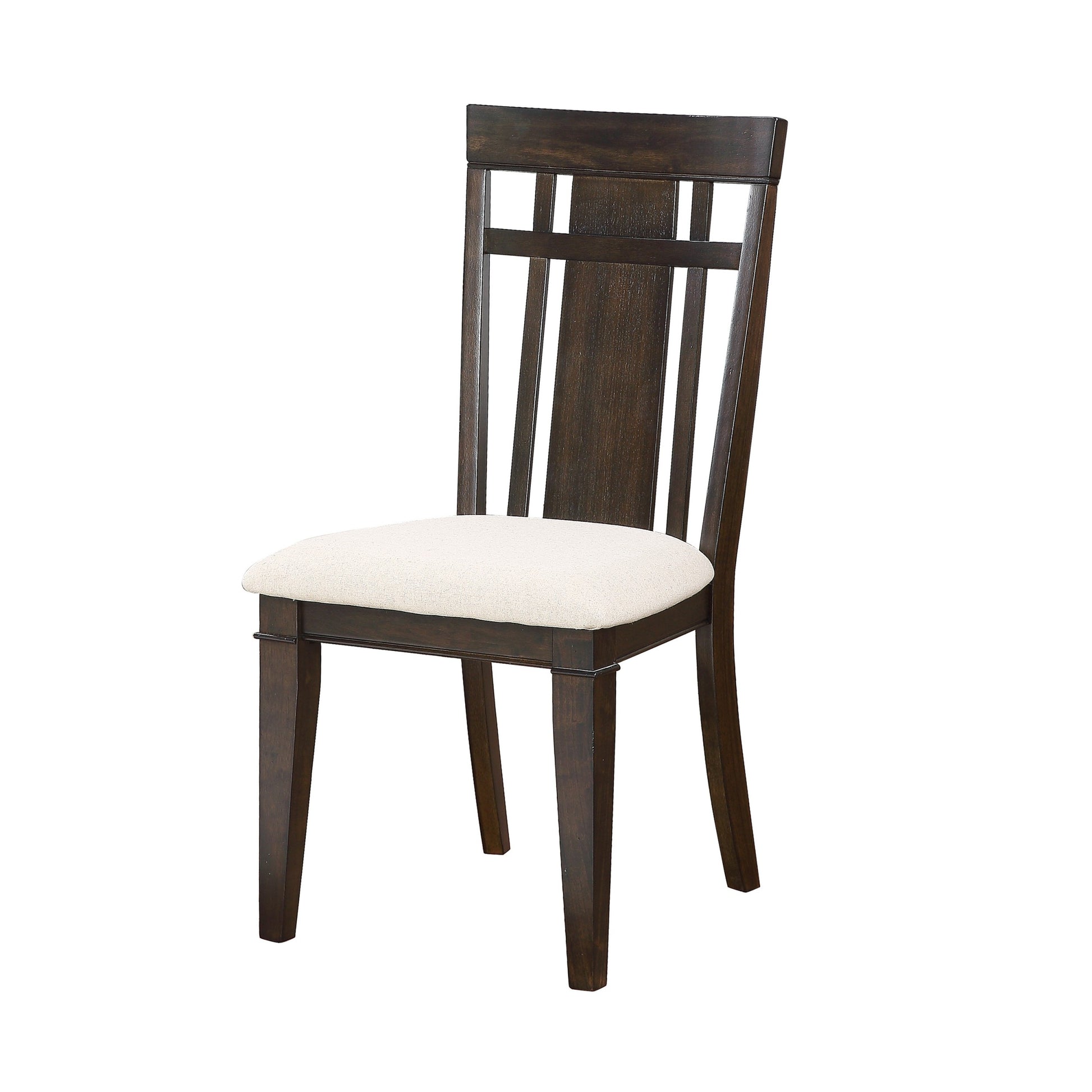 Dark Brown Finish Set of 2 Side Chairs Beige Seat dark brown-dining room-side chair-wood