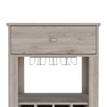 Memphis Bar Cart, Twelve Built In Wine Rack, Four Legs, One Open Shelf Light Gray Gray Particle Board Particle Board