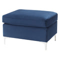 Blue Rectangle Ottoman Blue Primary Living Space Solid Blue Pine Rectangle Fabric Metal