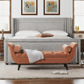 Elle Wingback Upholstered King Bed, Silver Grey Polyester Gray Polyester