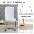 Table And Chair Set. Large Modern Rectangular Table With White Textured Top And Silver Metal Legs. Soft And Comfortable Pu Seats, Faux Leather Upholstered Seats And Sturdy Metal Legs. White Mdf Metal