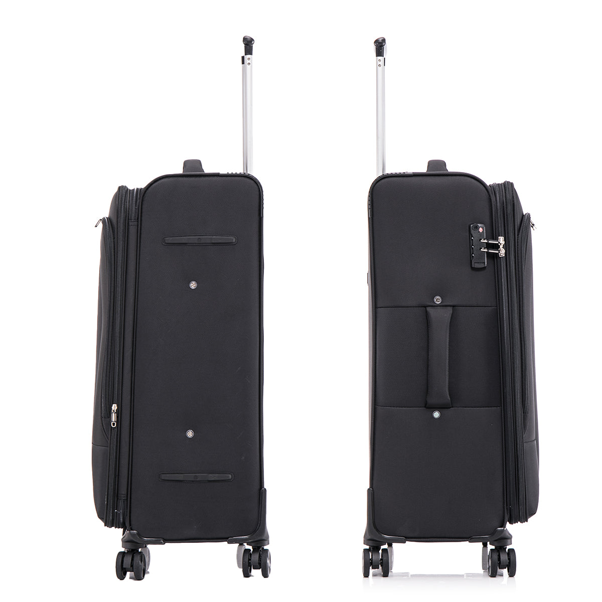 Four Piece Fabric Luggage Set, Expandable Suitcase For Travel, School And Business Trip 20 24 28 32In Black Fabric