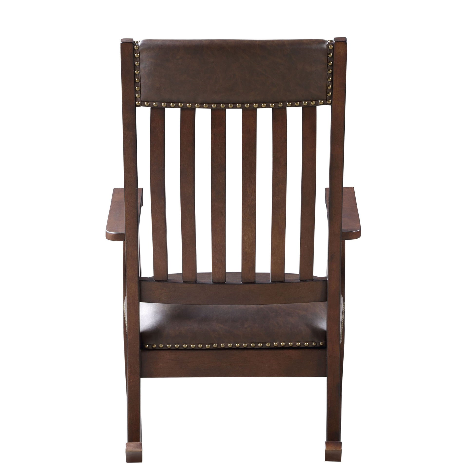 Brown And Walnut Rocking Chair With Trim Solid Walnut Brown Primary Living Space Foam Rustic Rocking Chairs Rubberwood Slat Back Wood Fabric