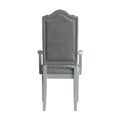 Two Tone Grey And Pearl Grey Upholstered Back Arm Chairs Set Of 2 Grey Dining Room Modern Rubberwood Wood Fabric