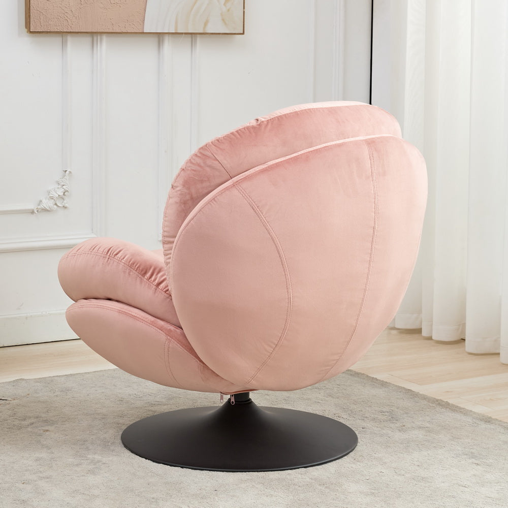 39A Swivel Leisure Chair Lounge Chair Velvet Pink Color With Stool Pink Velvet