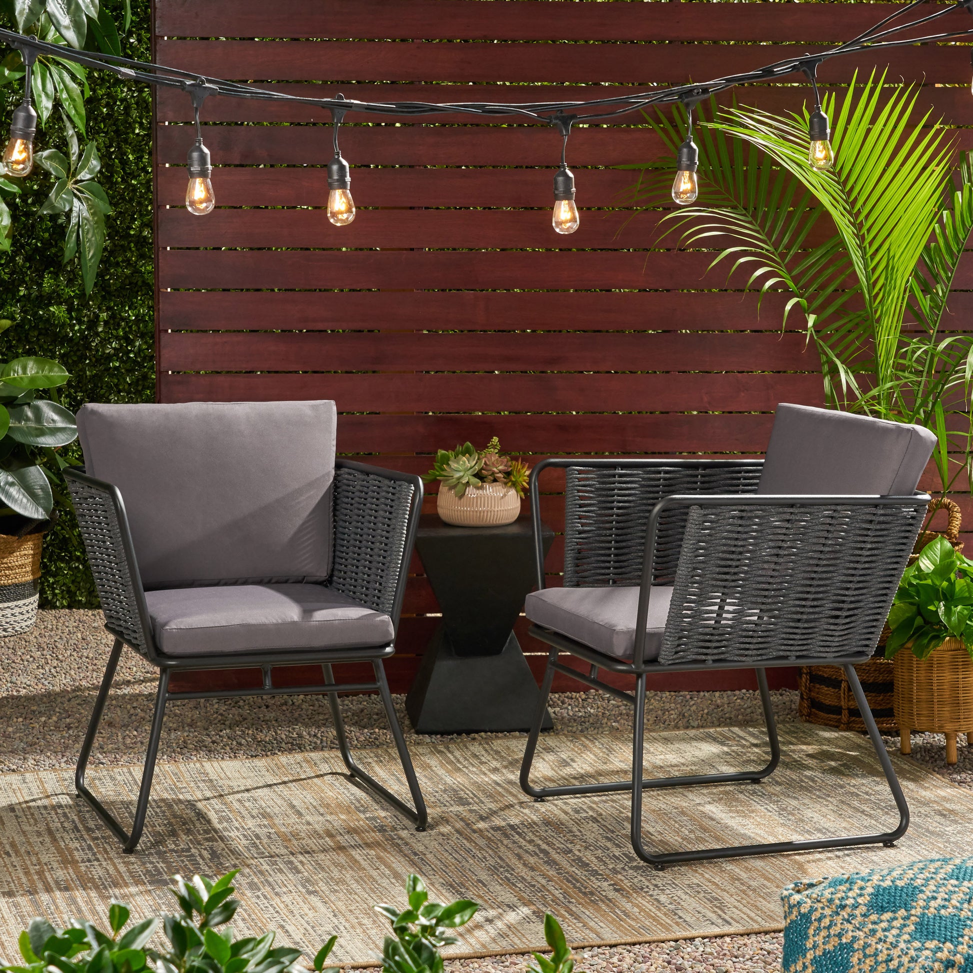 La Jolla Chair Dark Grey Woven Rope