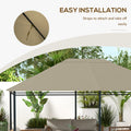 Outsunny 10' X 13' Gazebo Canopy Replacement, Outdoor Gazebo Cover Top Roof Replacement With Vents And Drain Holes, Top Cover Only , Khaki Brown Polyester