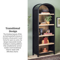 Modern 5 Shelf Open Arched Bookshelf Black Black Mdf Mdf