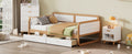 Twin Size Solid Wood Daybed With 2 Storage Drawers For Limited Space Kids, Teens, Adults, No Need Box Spring, Walnut And White Box Spring Not Required Twin White Walnut Wood Bedroom Modern Pine Daybeds Wood