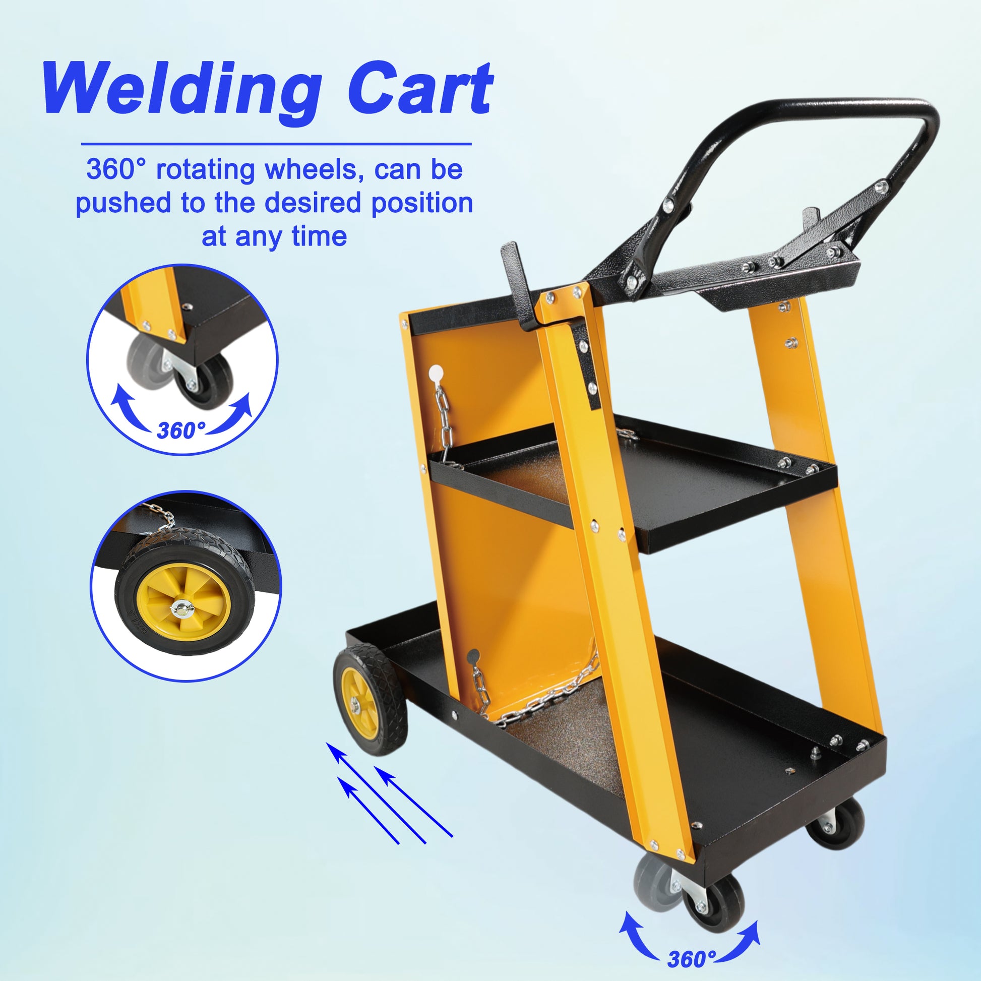 Multi Function 3 Tier Welding Cart. Gas Bottle And Accessory Storage.Welding Heavy Duty Cart For Tig Mig Welder And Plasma Cutter With Upgrade Handles And Increase Storage Space Tank Storage Yellow Black Garden & Outdoor Iron