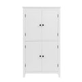 Elegant Bathroom Floor Storage Cabinet, Bathroom Storage Unit, Freestanding Cabinet With 4 Doors, Adjustable Shelves, Adaptable Shelves, White White Mdf