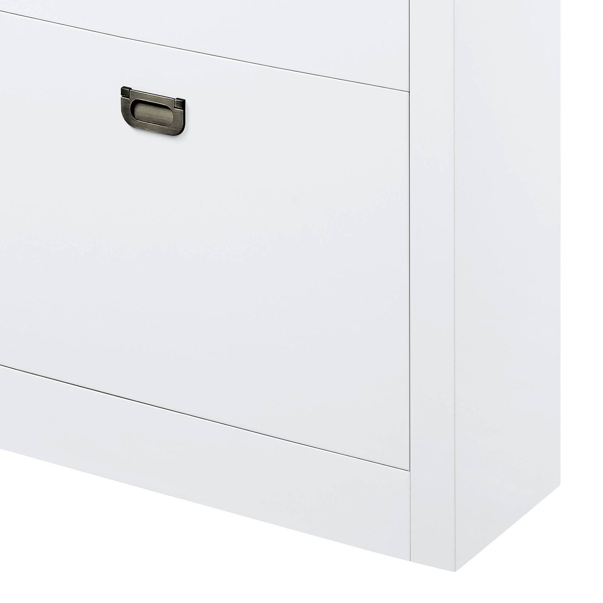 Bailey White High Gloss Shoe Cabinet With 4 Drawers Freestanding White Primary Living Space Drawers Included Modern Wood Metal