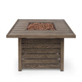 Rene Square Iron Fire Pit 50,000 Btu Tank Inside Wood Iron