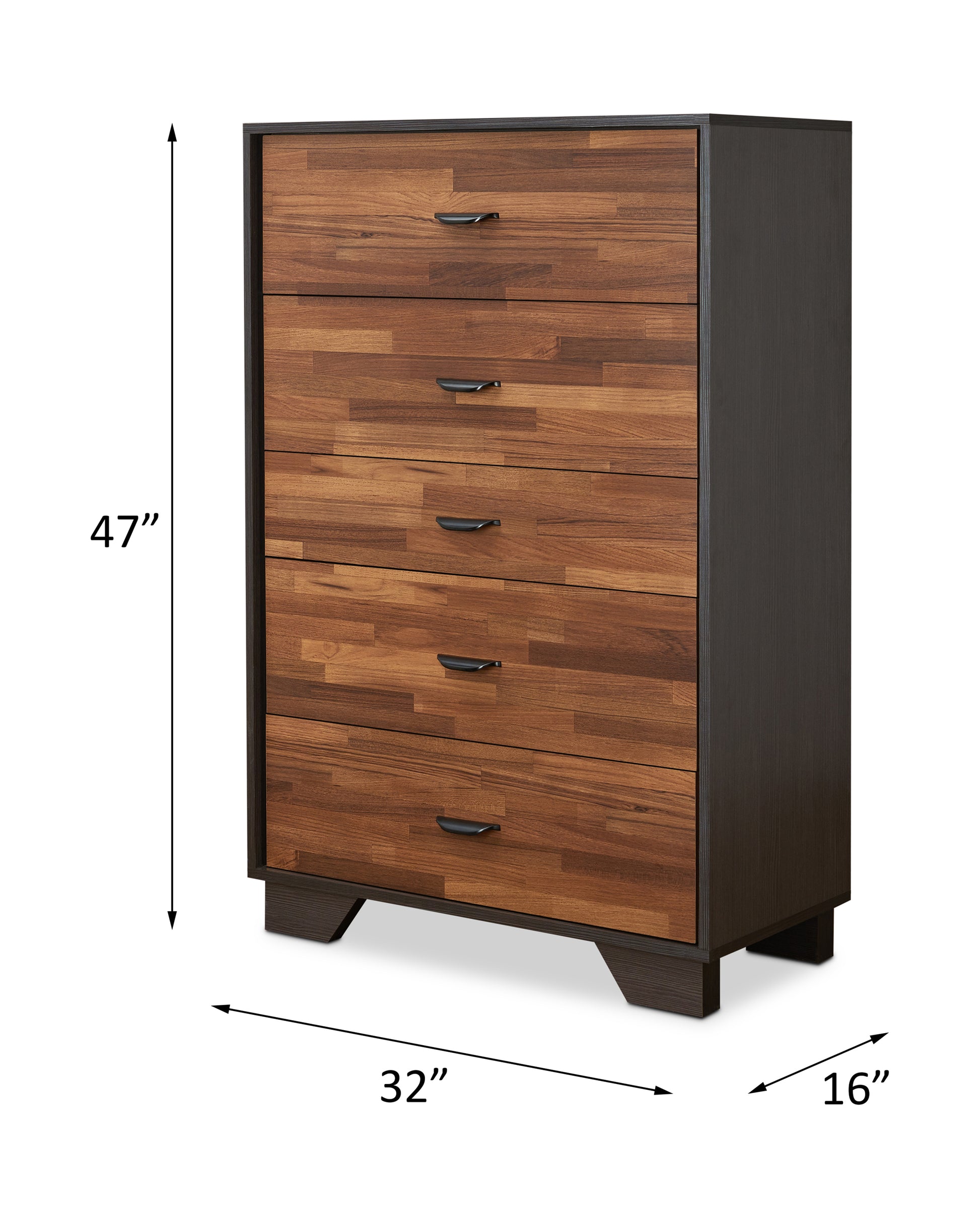 Walnut And Espresso 5 Drawer Chest Walnut Bedroom Contemporary Particle Board Mdf