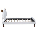 Full Size Upholstered Platform Bed With Sheep Shaped Headboard, White Full White Plywood