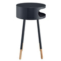 Black And Natural Round 1 Shelf End Table Black Natural Primary Living Space Contemporary Rubberwood Shelves Round Wood Metal